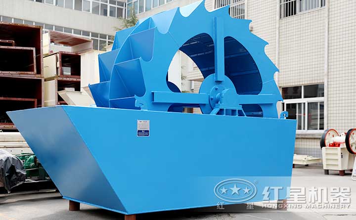 雙輪斗式河卵石洗砂機(jī)設(shè)備側(cè)面實(shí)拍