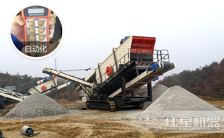 流動磕沙機現場物料展示