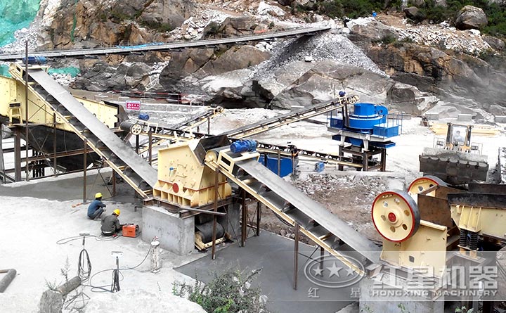 河卵石制砂機現場展示