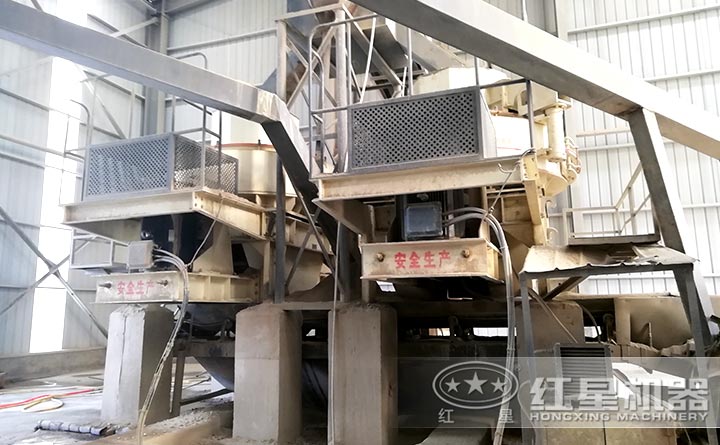 河卵石制砂機現場展示