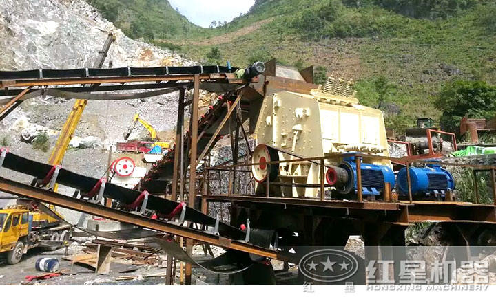 江西客戶時產500噸石灰巖碎石機現場，可到場考察