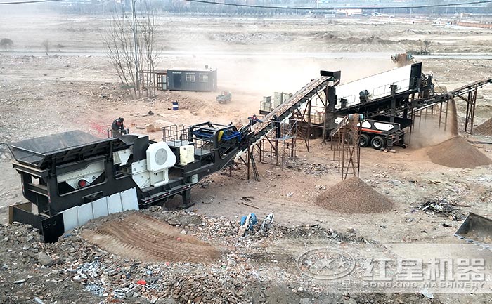 破碎拆遷垃圾一體機生產現場